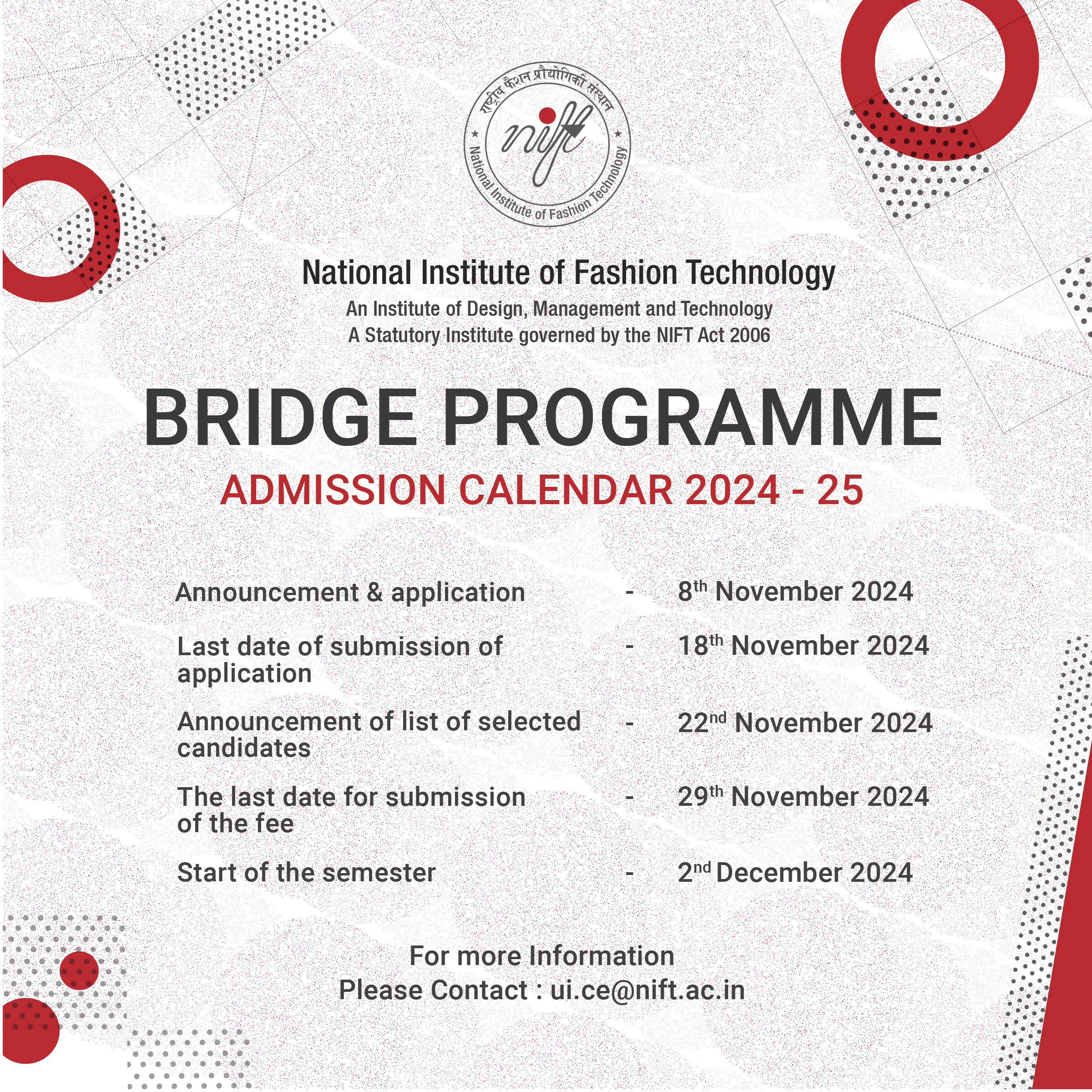  Bridge Programme Admission 2024-25